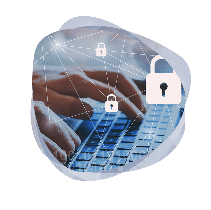 Cyber security professional using a laptop to setup a secure network